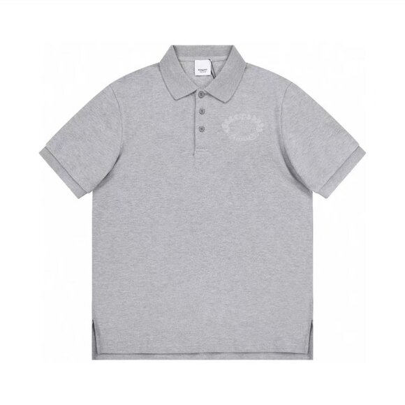 NWT BURBERRY Authentic Embroidered Oak Leaf Crest Polo Shirt In Pale Grey Melang - Picture 1 of 9